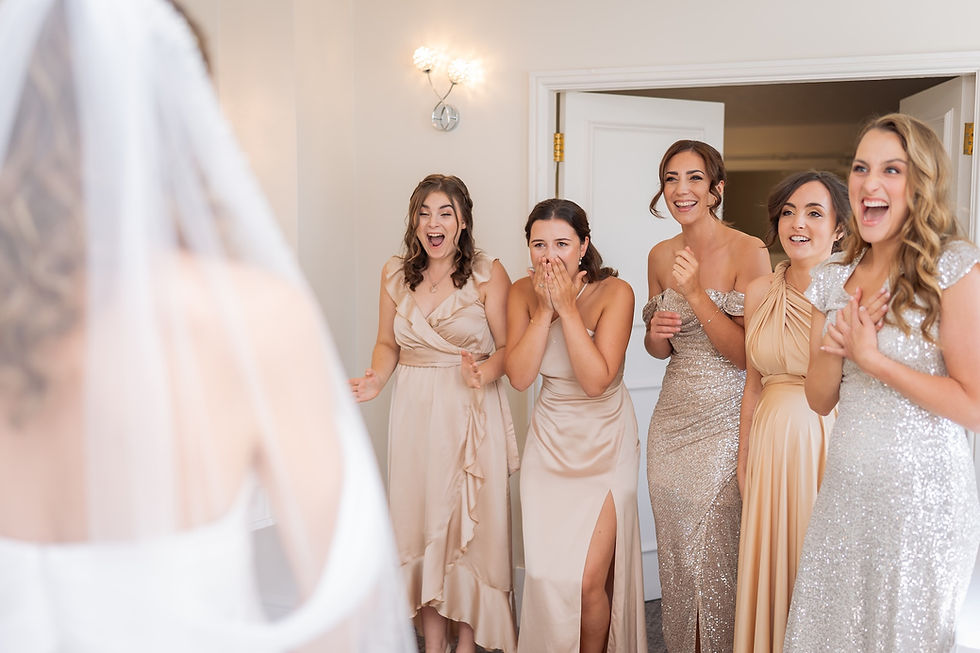 Buxted Park wedding First look with bridesmaids