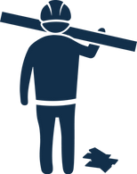 Icon Männchen mit Brettern auf dem Arm