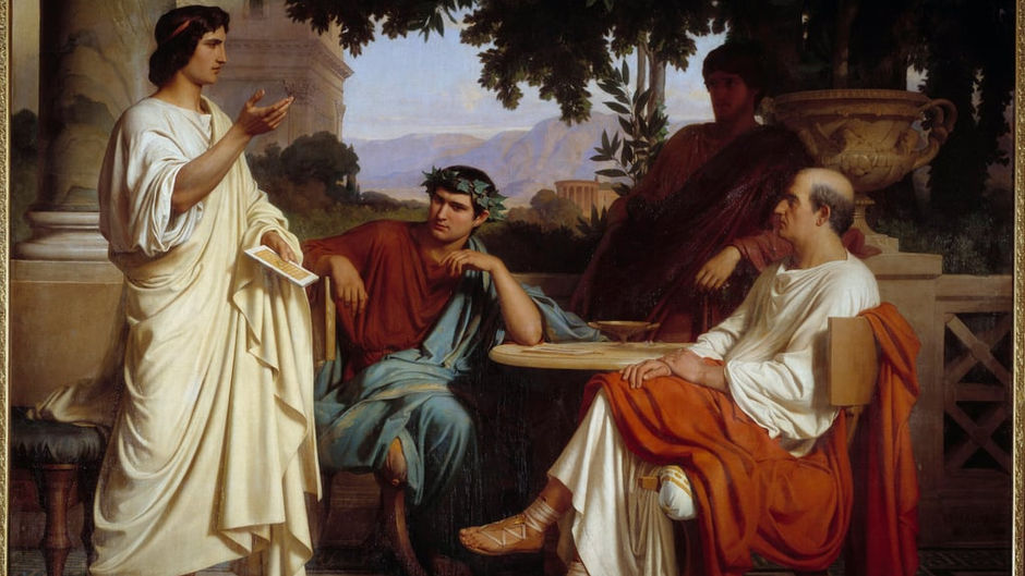 painting called Horace, Virgil and Varius at the house of Maecenas painted in 1846 and by Charles François Jalabert