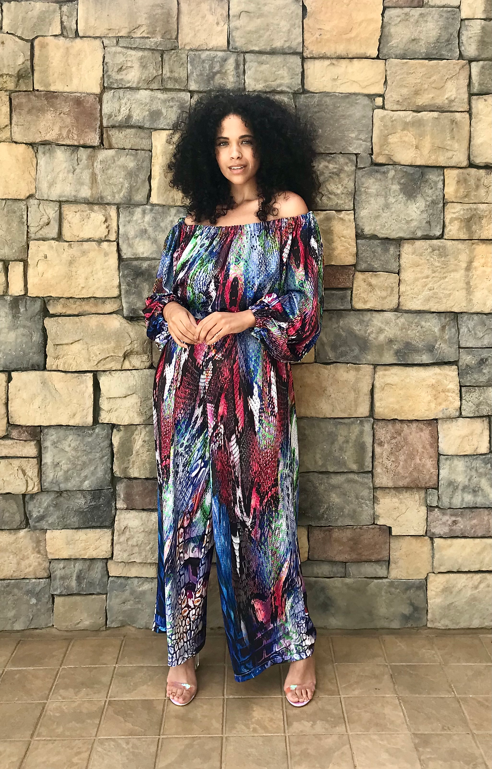 Thumbnail: ABSTRACT SNAKE PRINT CONVERTIBLE BLOUSE