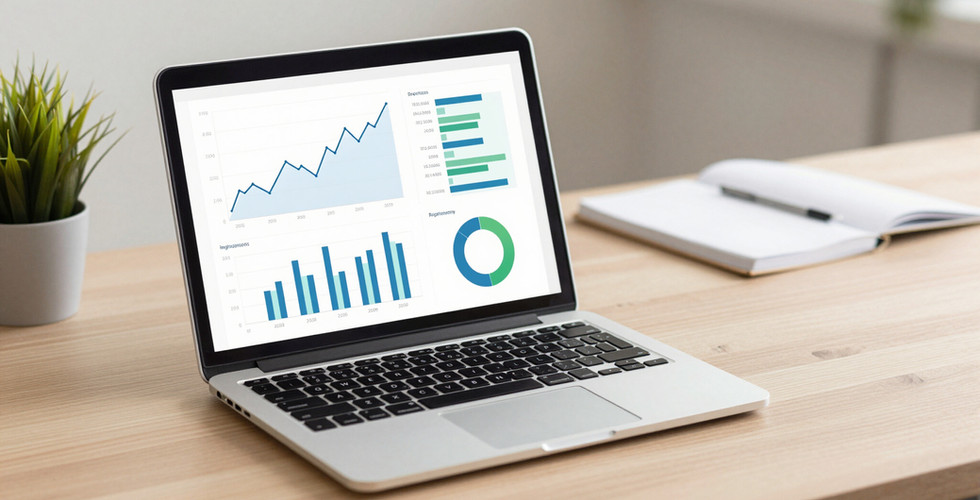 Computer showing graphs