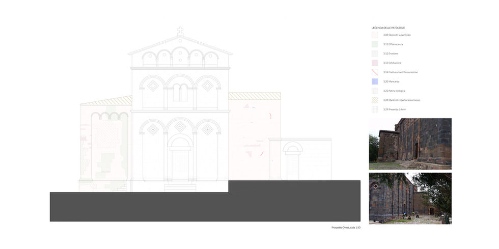 Ottana San Nicola
Tav.01_Mappatura delle patologie - Prospetto OVEST - Arch. Angelo Ziranu