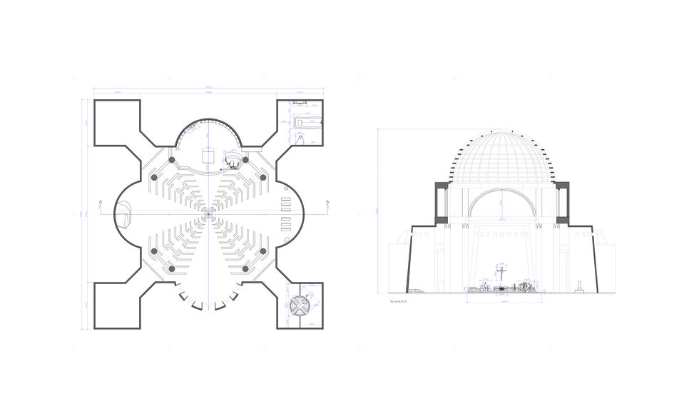 QUARTU SANT'ELENA PARROCCHIA SAN GIOVANNI EVANGELISTA Studio Arch. Angelo Ziranu Tav 4.1 - Pianta e sezione del progetto di adeguamento