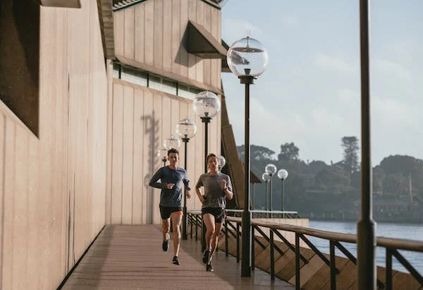 Couple taking time out for a run