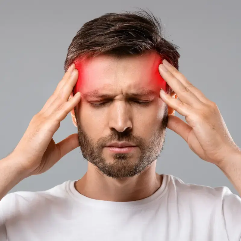 man with tension headache