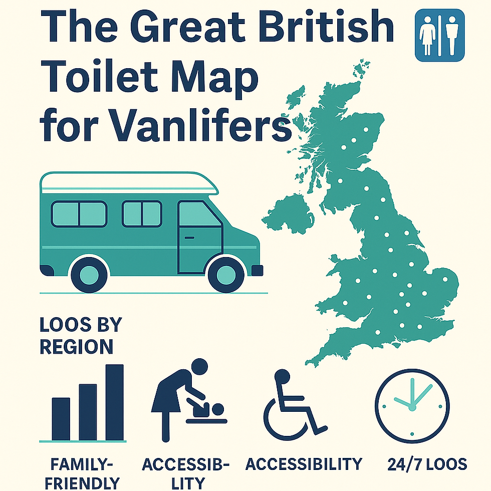 Interactive map of public toilets in the UK for vanlifers — showing availability, accessibility, and 24/7 facilities.