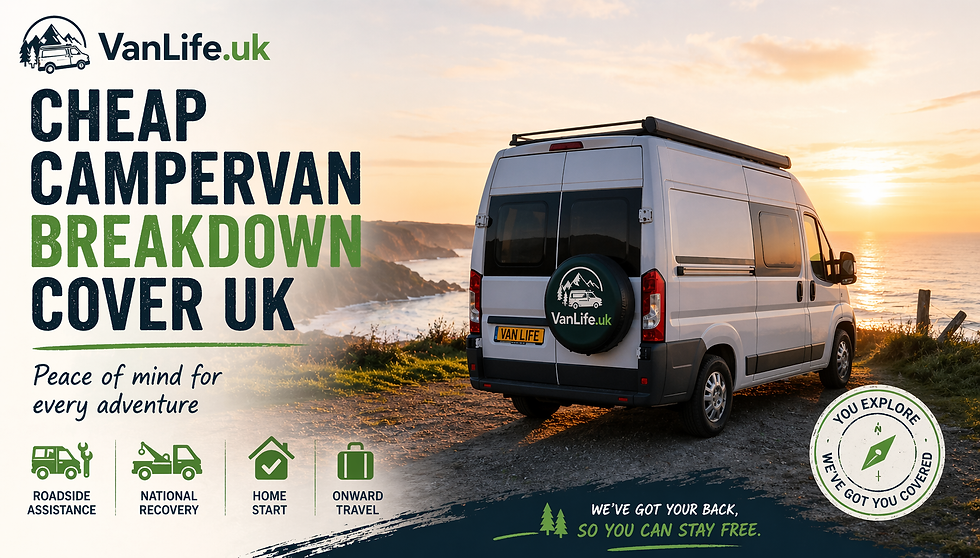 “Campervan parked on UK coast at sunset representing cheap campervan breakdown cover UK”