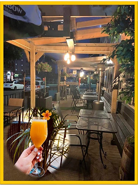 Shady outdoor pergolas with comfortable ambiance and music.