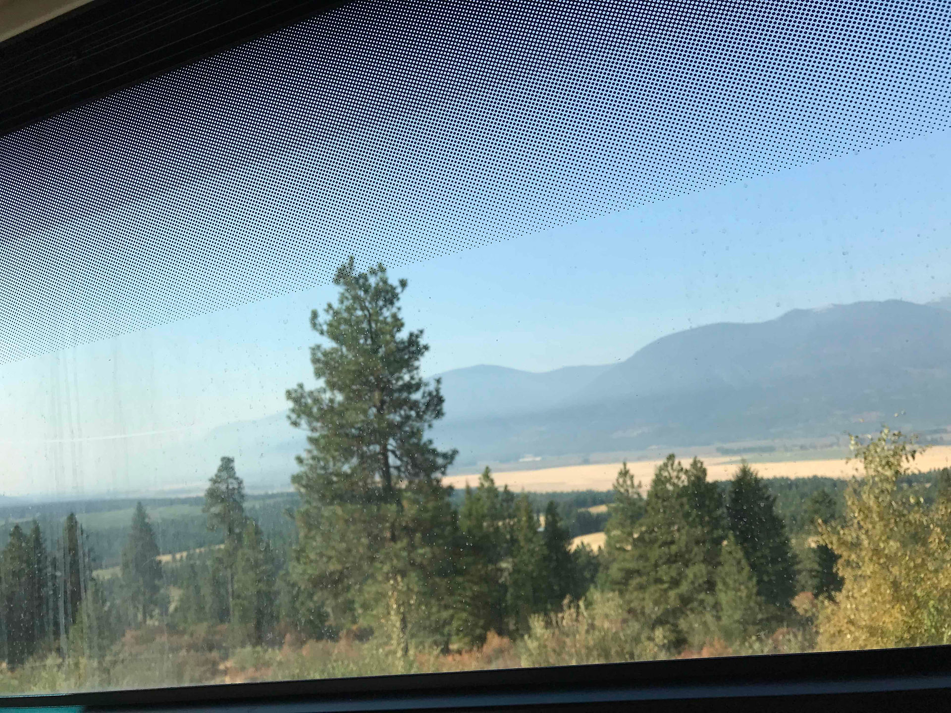 Here we are in Idaho, coming up on Bonner's Ferry.  You can see the smoke in the air from the fires to the west.