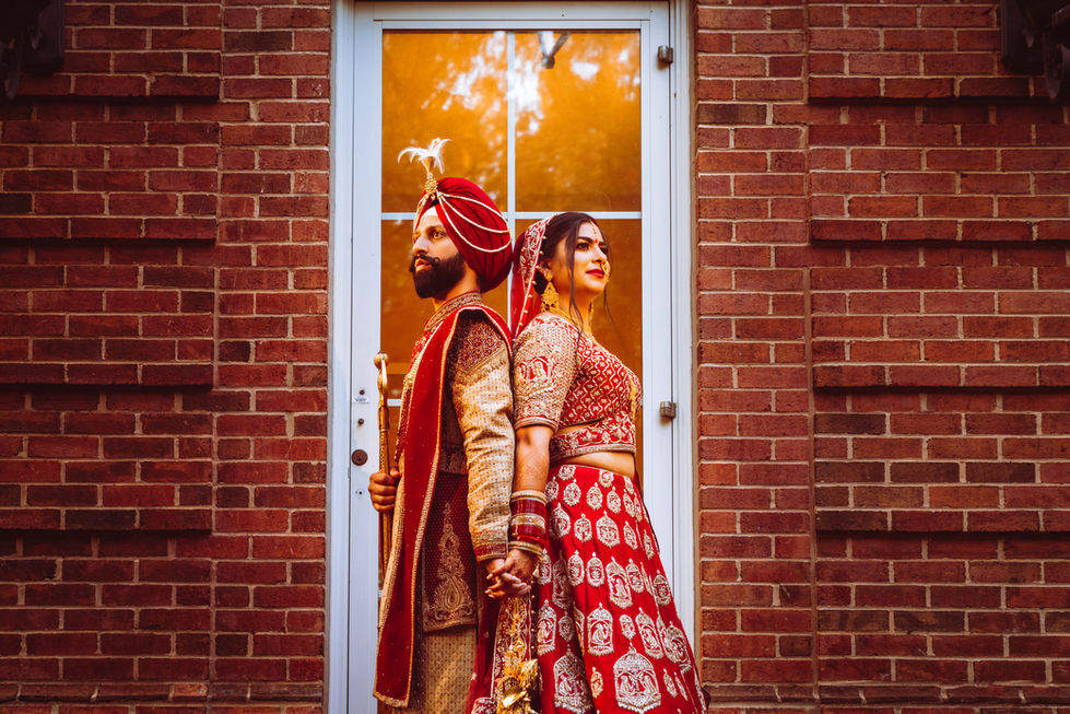 Punjabi couple at wedding day in Westfield Marriott