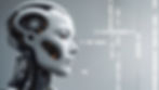A humanoid robot looks straight ahead