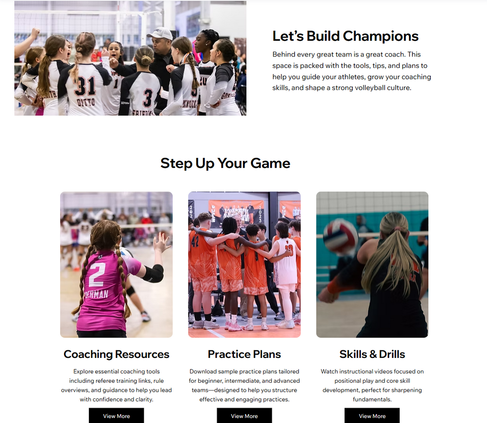 Private WPVC coaches-only portal with login access to resources, videos, drills, and practice plans