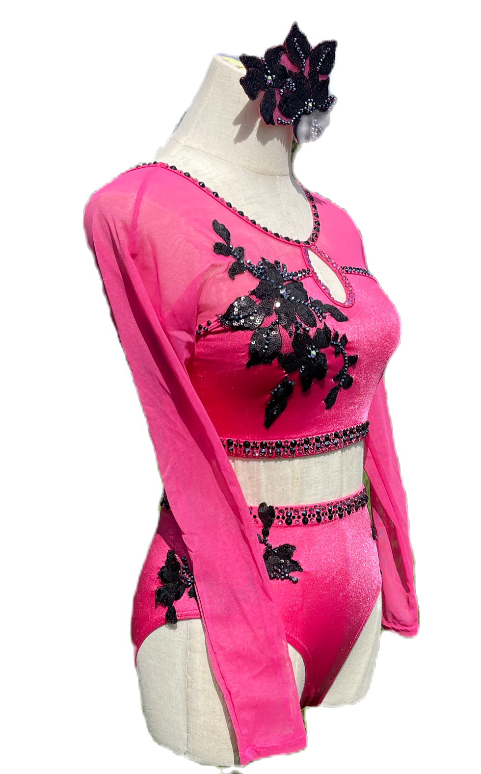 Thumbnail: Adult Extra Small Dark Pink Two Piece Contemporary/Jazz Dance Costume