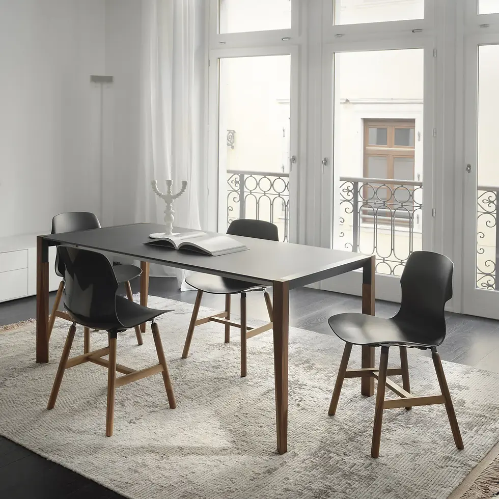 minimalistic dining table in a city apartment in a dining room