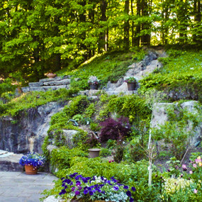 Retaining walls and Pondless waterfall