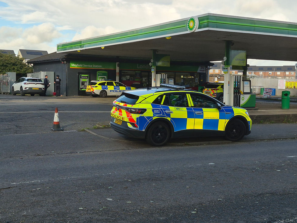 Police at the Saltcoats BP garage.