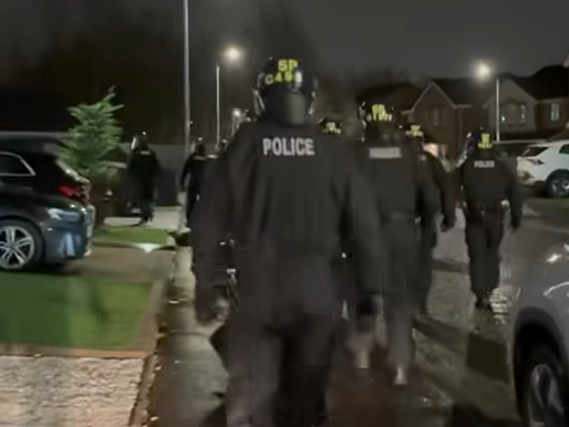 Police during the raids.