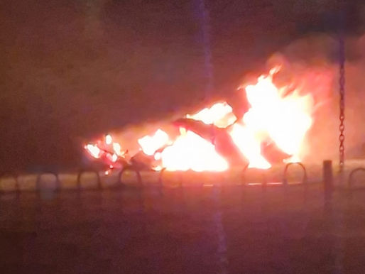 A fire next to the playground.