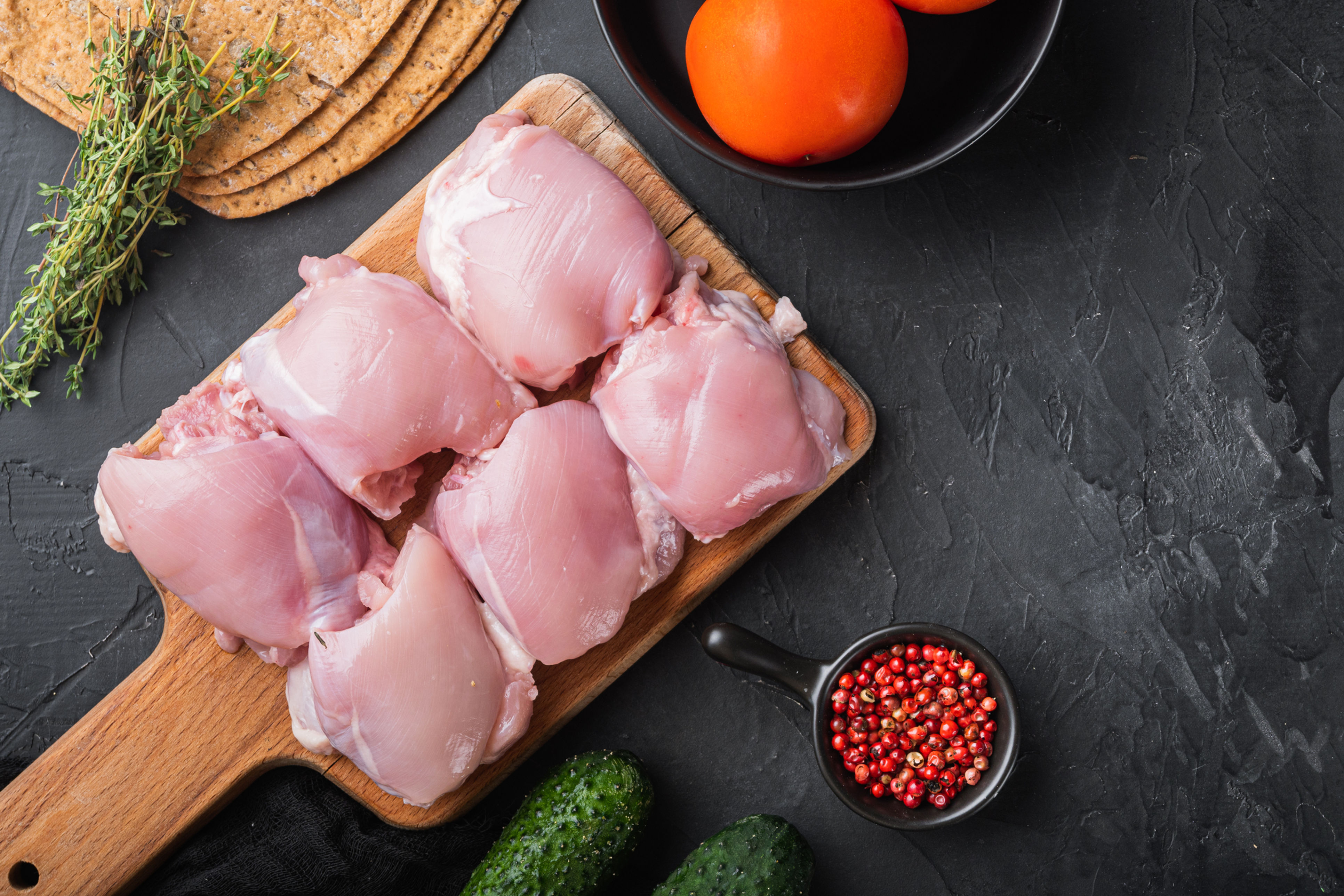 500g Hazeldene Free Range Chicken Thighs Skin Off