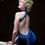 Thumbnail: Sky blue velvet cross back strap dress with front & back splits