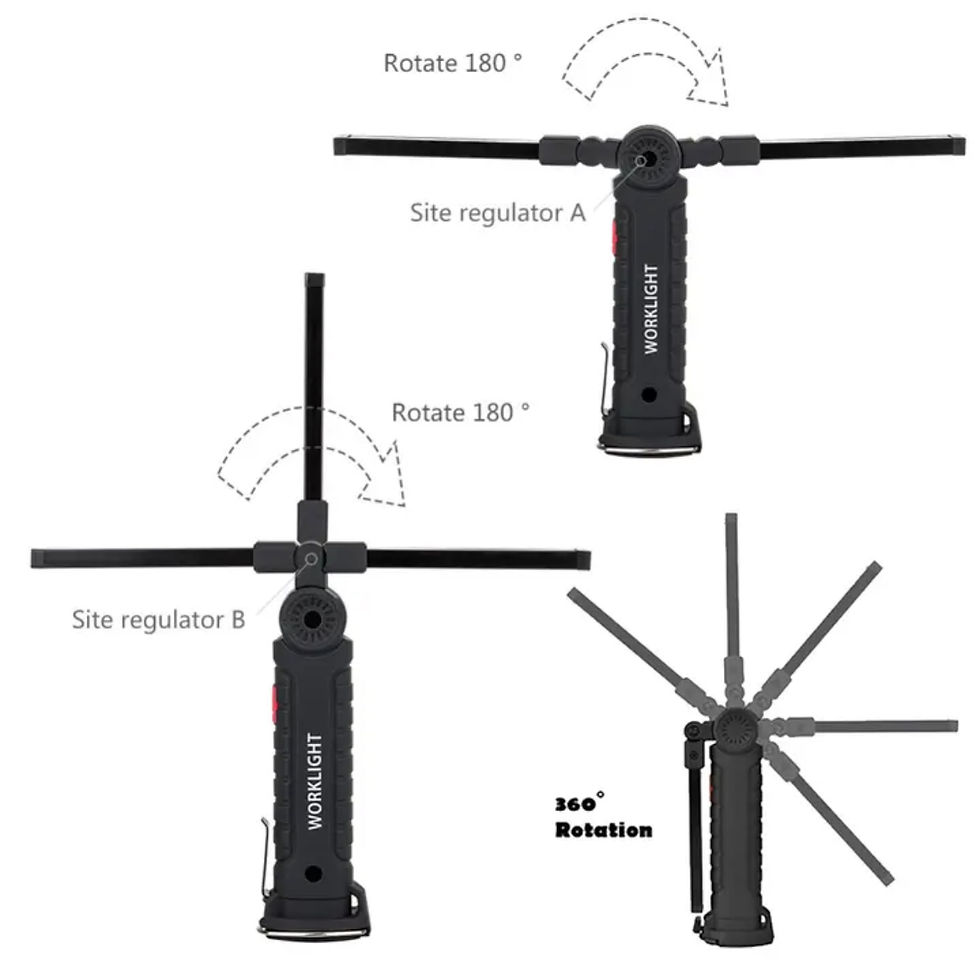 Thumbnail: Rechargeable LED Folding Flashlight Torch With Magnetic Bottom and Hook