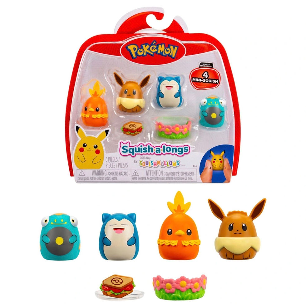 Thumbnail: Pokemon Squishalong 4 Pack Including Bellibolt, Eevee, Snorlax & Torchic