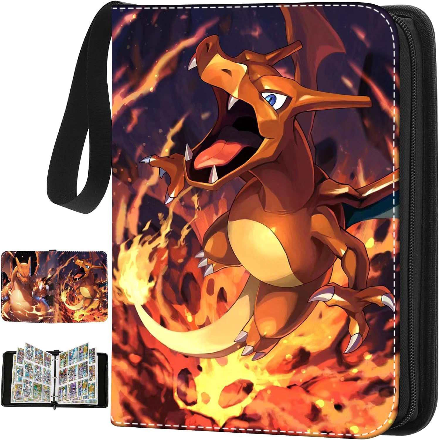 Pokémon Flying Charizard A4 Size 9 Pocket Ring Binder For TCG Storage