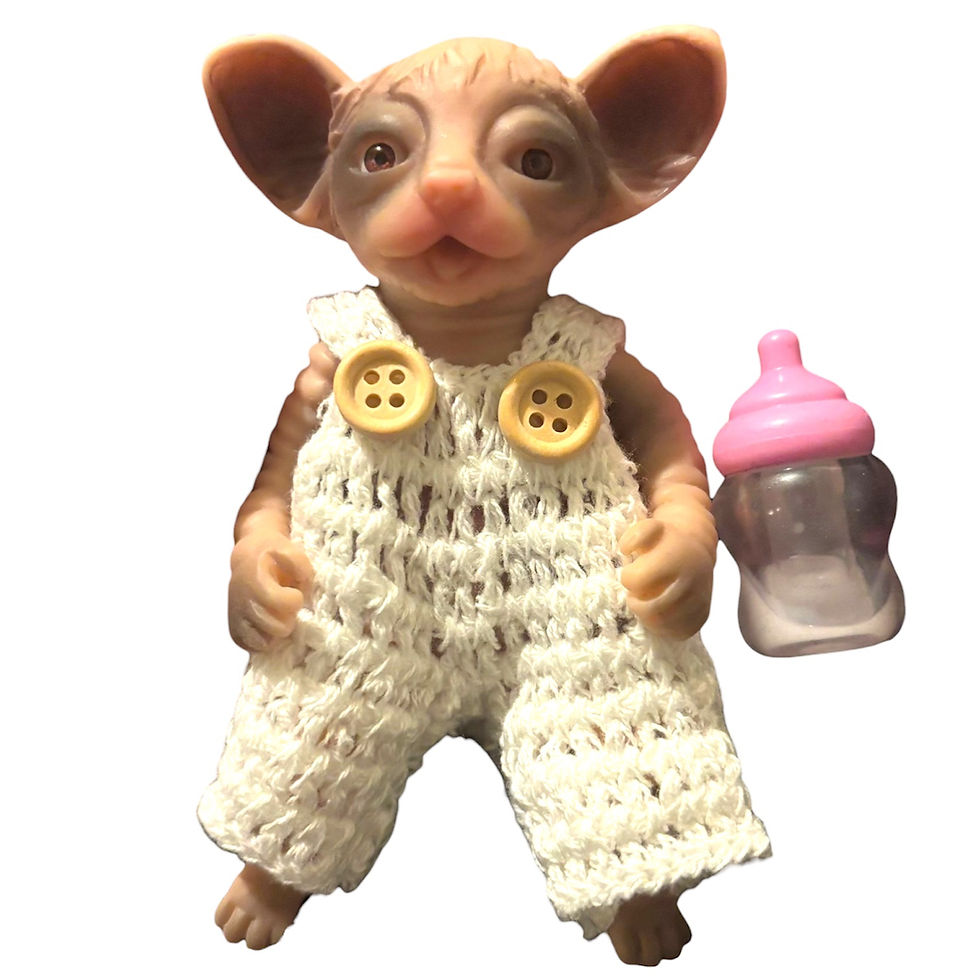 Thumbnail: 6” Reborn Full Silicone Kitten Sphynx Doll