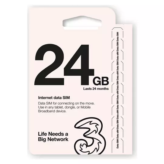 Three PAYG Data Sim Card With 24GB Pre Loaded Data