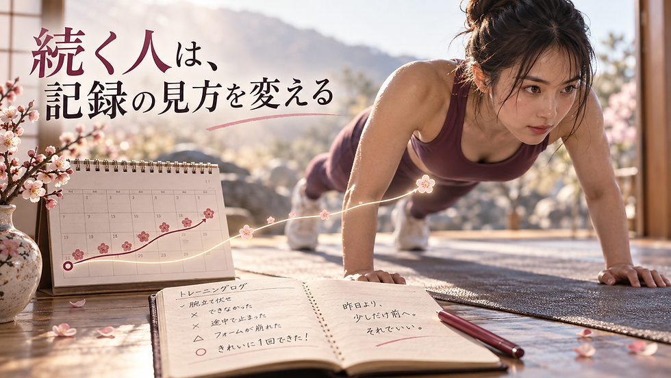 練習日と動作の変化を記録し、腕立て伏せの継続につなげる様子