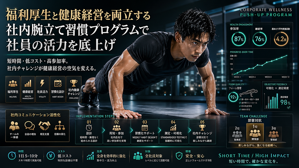 企業導入事例に学ぶ福利厚生と健康経営を両立する社内腕立て伏せ習慣プログラム設計で社員の活力を底上げする方法と実践論
