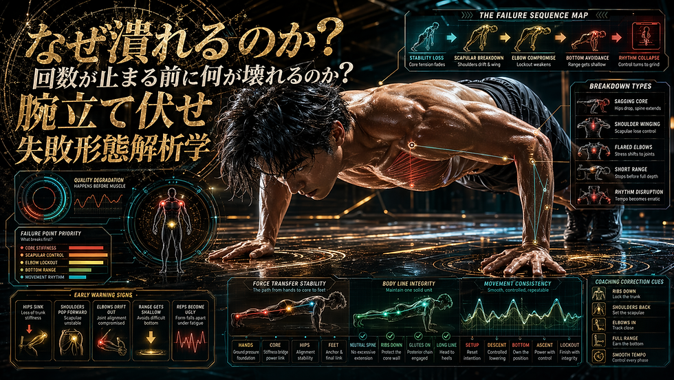 なぜ潰れるのか？回数が止まる前に何が壊れるのか？腕立て伏せ失敗形態解析学