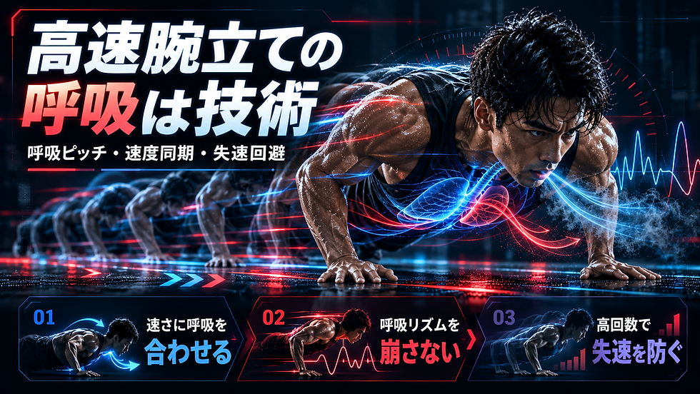高速腕立て伏せで呼吸ピッチを動作速度に合わせ高回数での失速を防ぐ呼吸テクニック