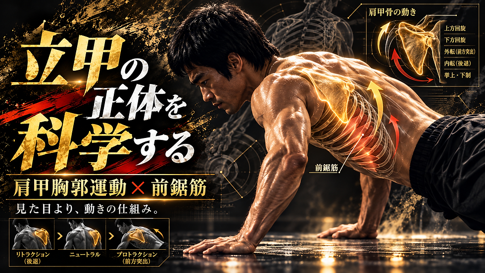 ブルース・リーの立甲を肩甲胸郭運動と前鋸筋から科学的に解説するバナー
第3セクション画像の貼る位置