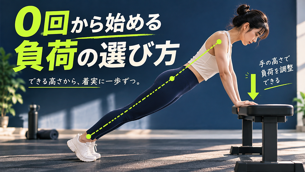 手を高い位置に置く腕立て伏せで、自分に合う負荷を探す様子