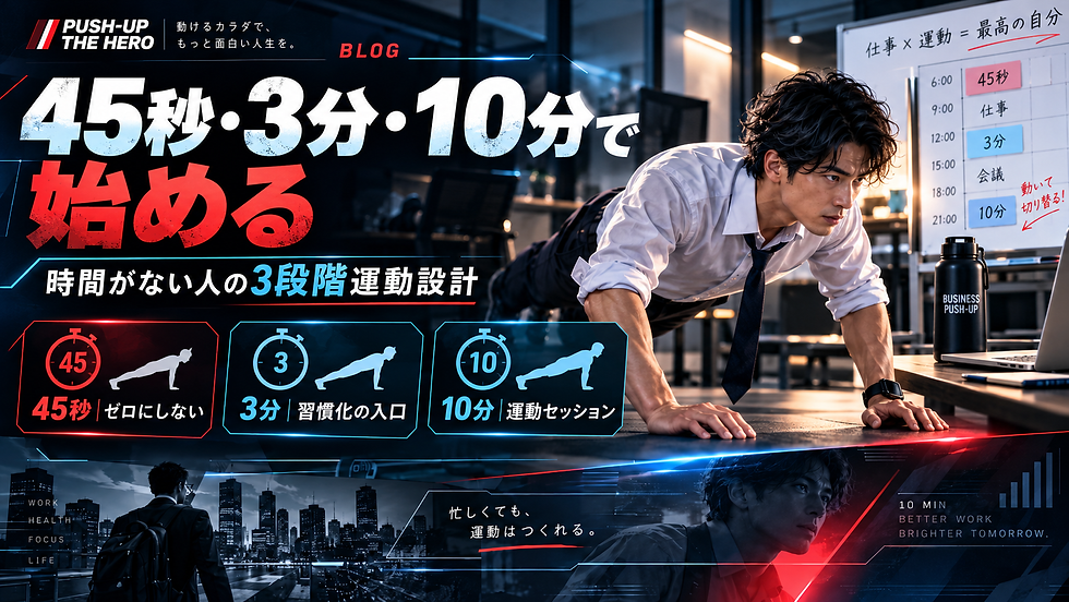 忙しいビジネスパーソンが45秒・3分・10分で始める腕立て伏せの短時間運動設計