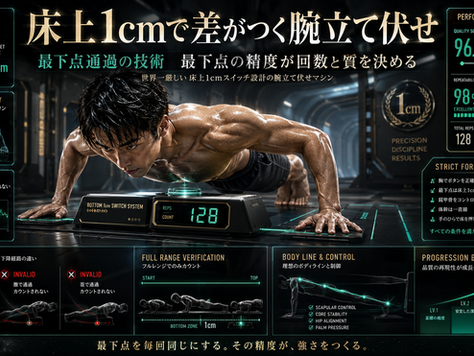 床上1cmで差がつく腕立て伏せ🦾最下点通過の技術と精度が回数と質を決める！