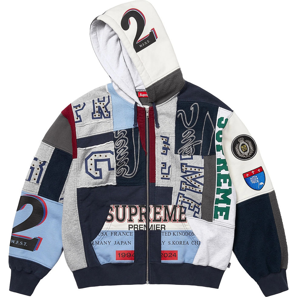 Thumbnail: Supreme Patchwork Studded Zip Hooded Sweatshirt