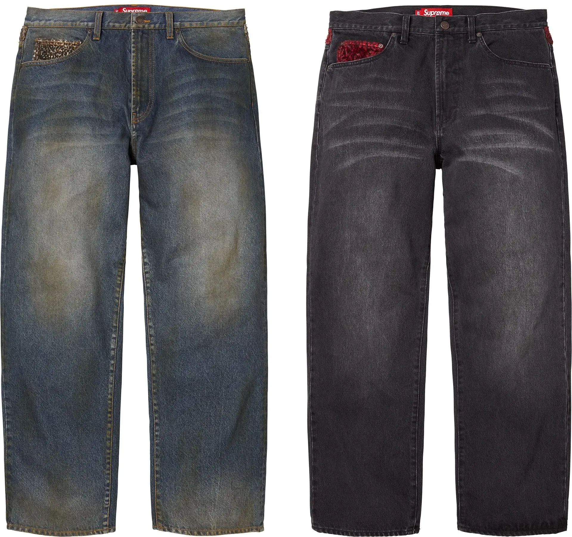 Supreme Leopard Faux Fur Loose Fit Jean