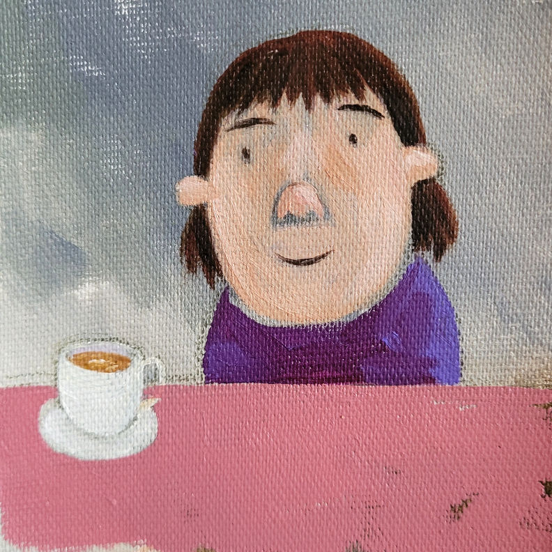 ORIGINAL Öl auf Leinwand, 9,5x9,5 cm, 20x20 (Passepartout)