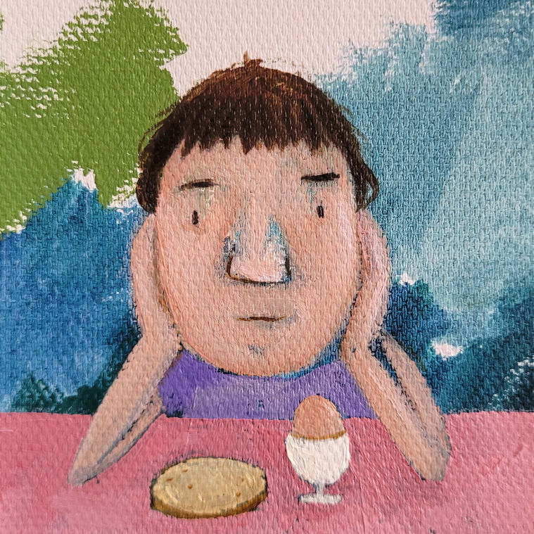 ORIGINAL Öl auf Leinwand, 9,5x9,5 cm, 20x20 (Passepartout)