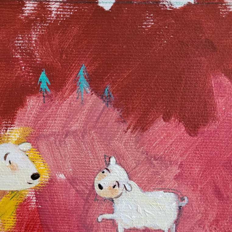 ORIGINAL Öl auf Leinwand, 9,5x9,5 cm, 20x20 (Passepartout)