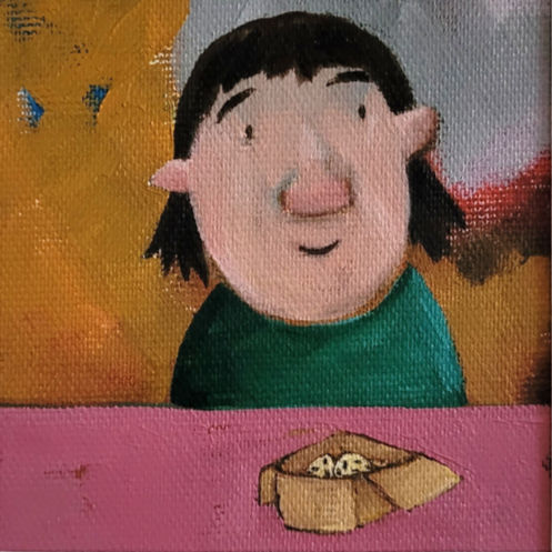 ORIGINAL Öl auf Leinwand, 9,5x9,5 cm, 20x20 (Passepartout)