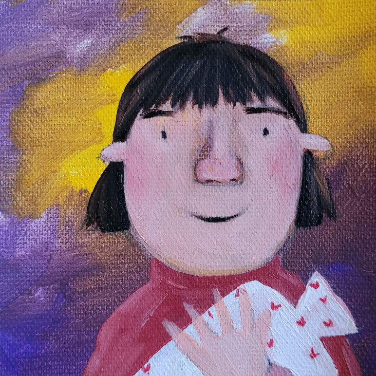 ORIGINAL Öl auf Leinwand, 9,5x9,5 cm, 20x20 (Passepartout)