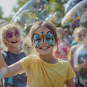 Kinder werden fantasievoll geschminkt un