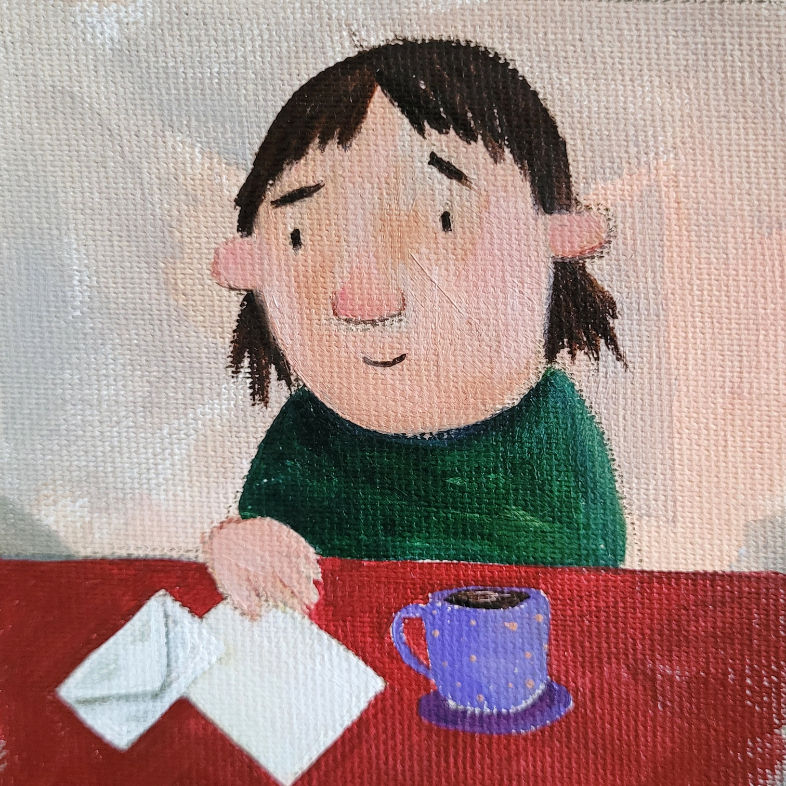 ORIGINAL Öl auf Leinwand, 9,5x9,5 cm, 20x20 (Passepartout)