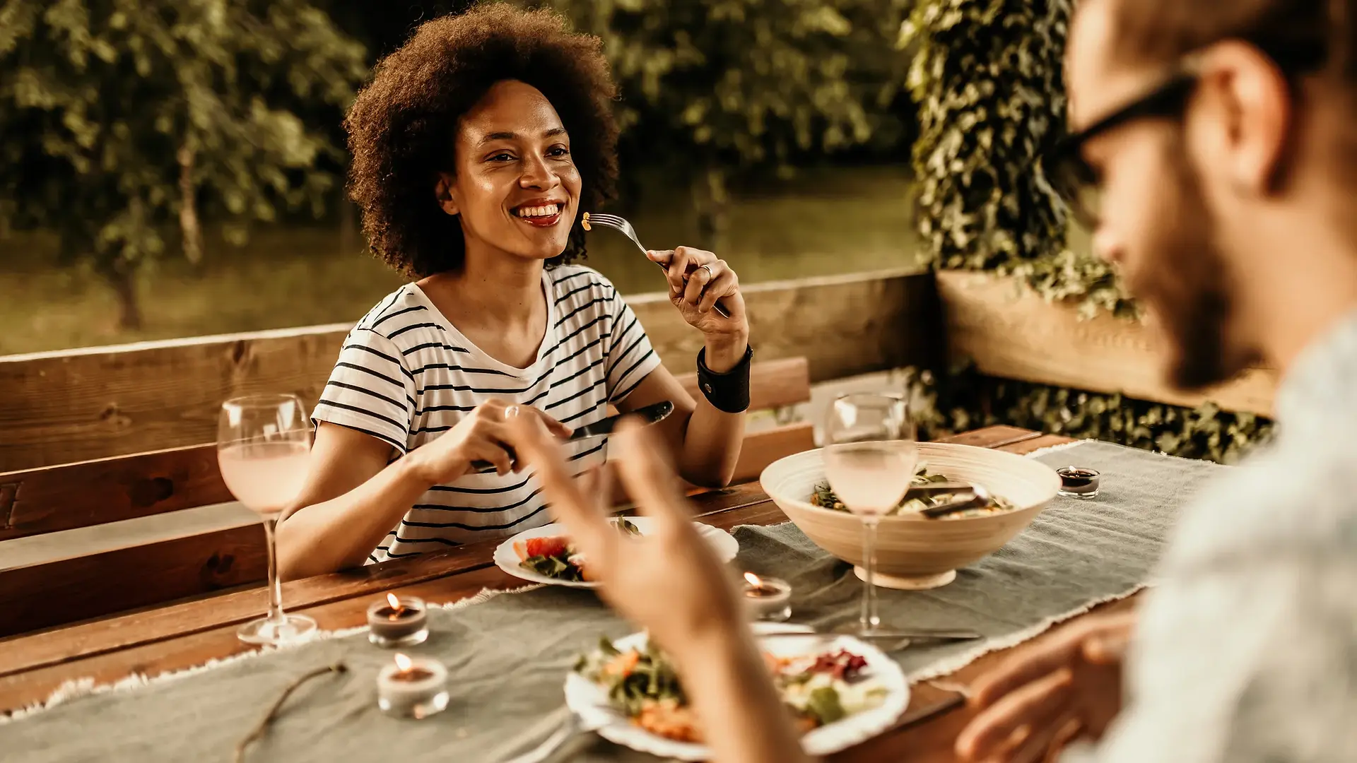 two people eating