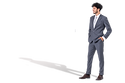 business man blue suit talking.png