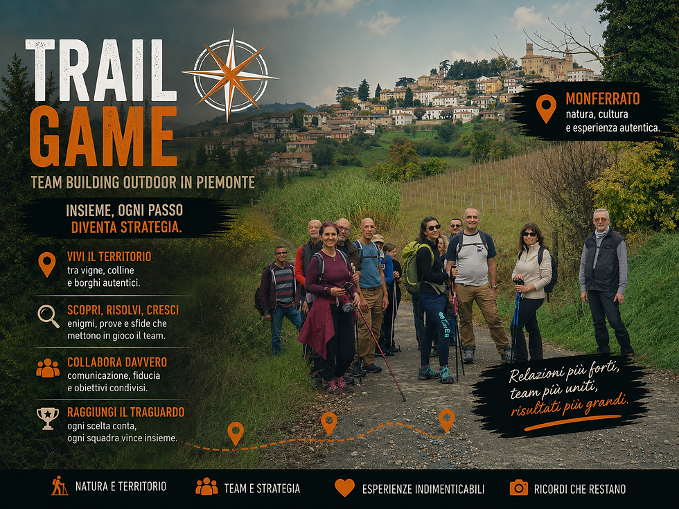Un’esperienza TrailGame tra colline, vigne e borghi del Monferrato, dove ogni passo diventa collaborazione, strategia e connessione reale tra le persone.