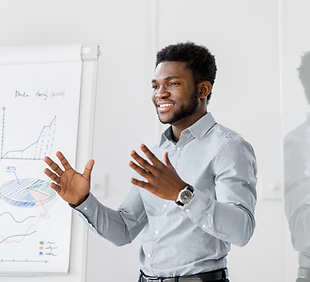 man presenting business ideas